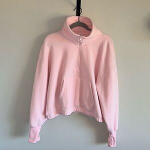 Size L pink cropped old navy fleece jacket